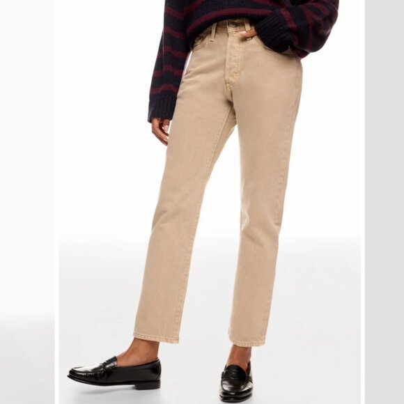 Size 2 - LEVI'S - 501 Jeans Cream Straight Leg Rent the Runway RTR $108 msrp - Picture 6 of 10